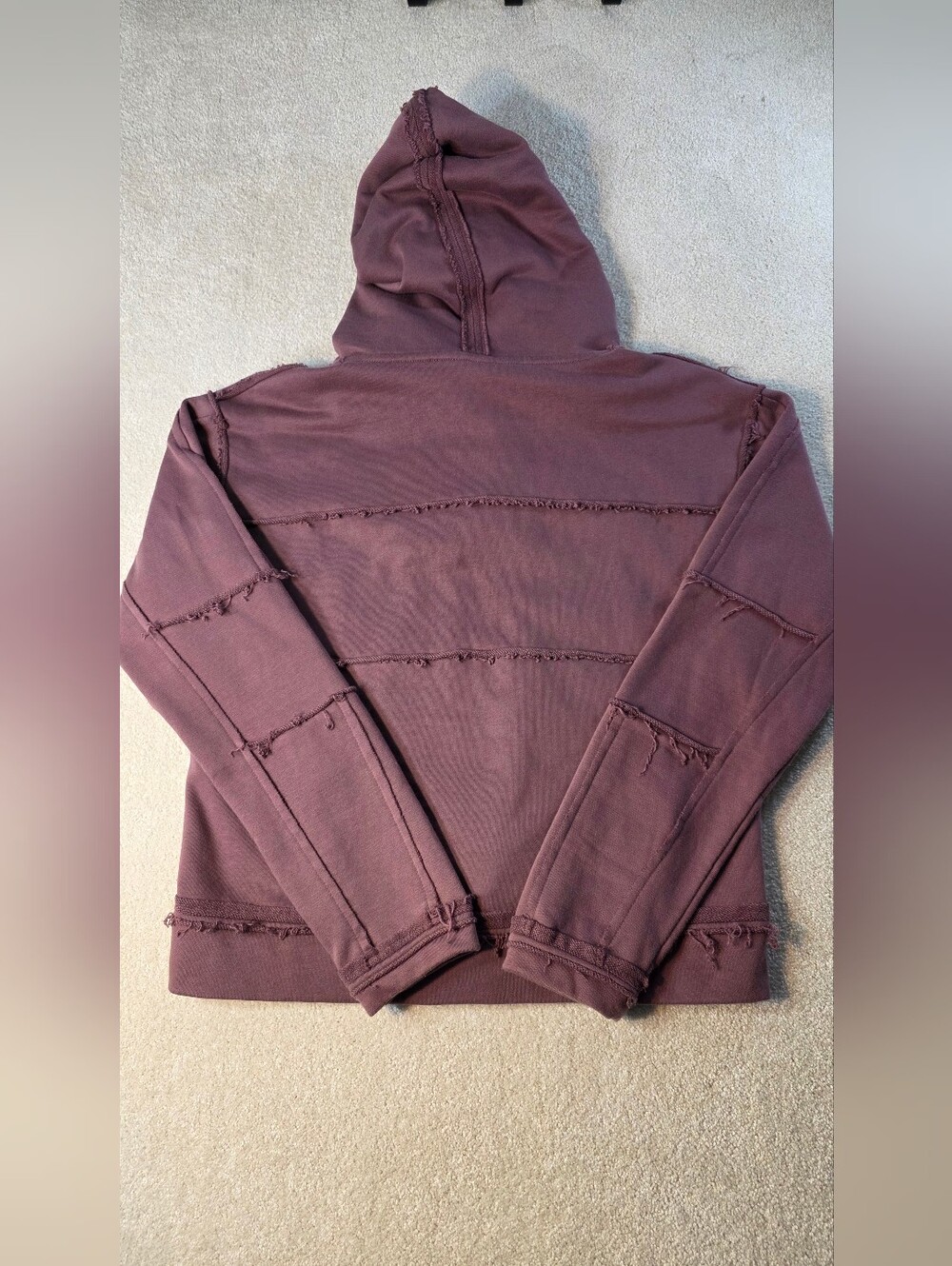 Born Primitive Purple 1/4 Zip Cropped Hoodie Raw Distressed Seams Womens L - Picture 9 of 9